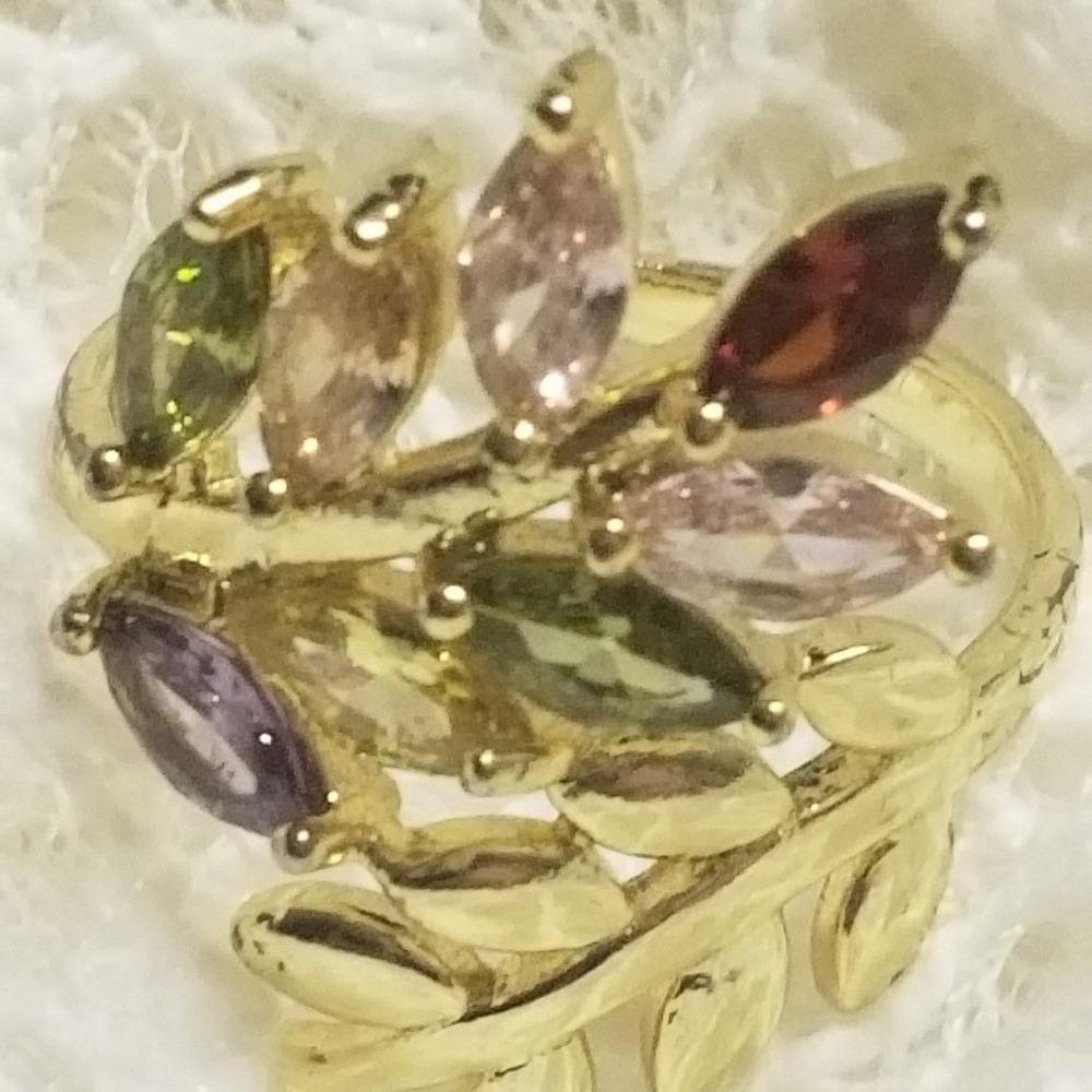 Amazing 🌿Leaf🌿 Wrap Ring🌷 Marquise Gems💎 s7